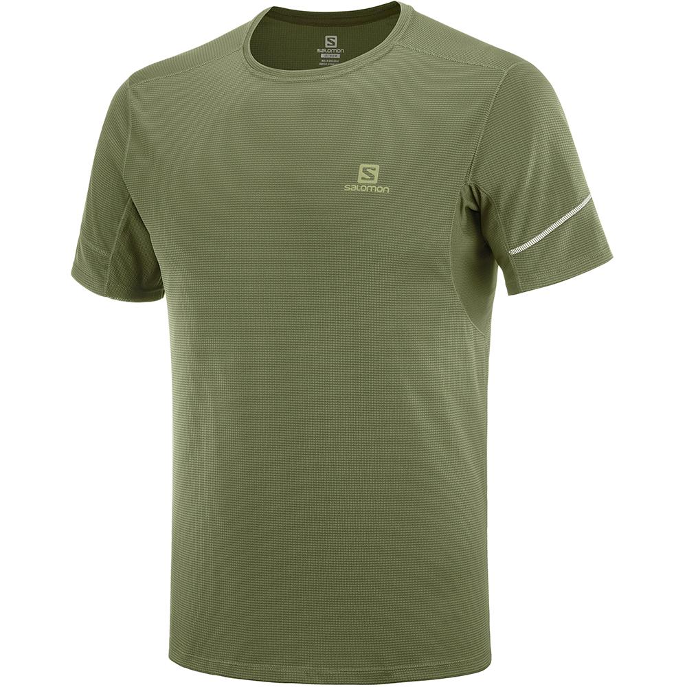 Olive Men\'s Salomon AGILE SS M T Shirts | 267-AGZCPS