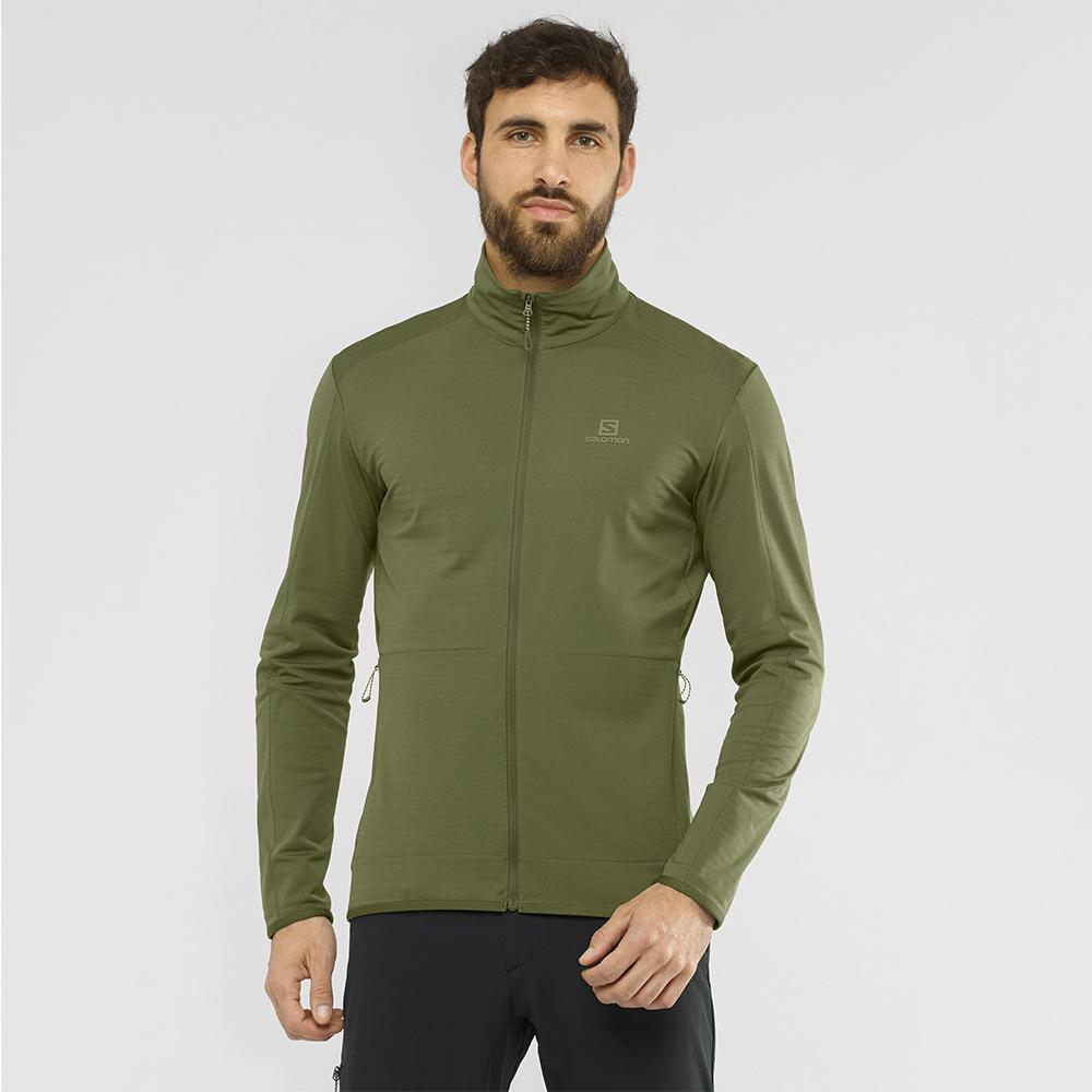 Olive Men's Salomon OUTRACK FZ MID M Midlayers | 980-RSQDPB