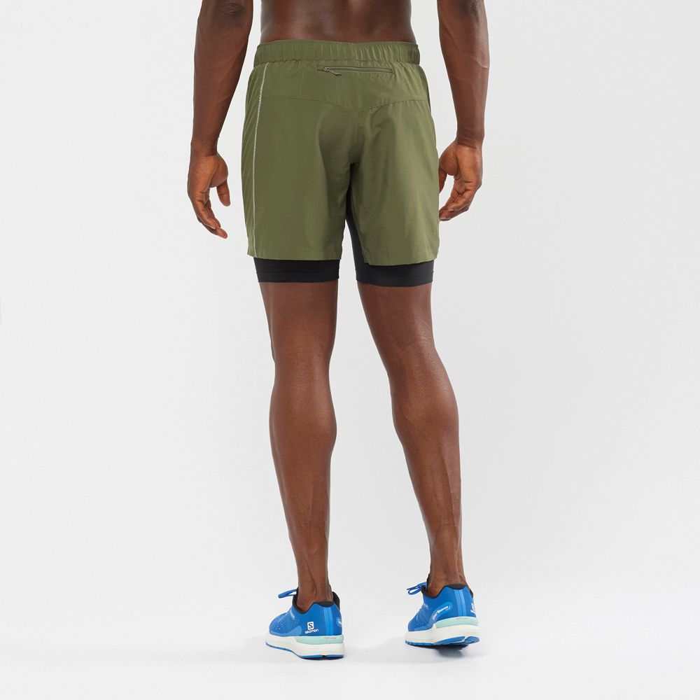 Olive Men's Salomon XA TWINSKIN Shorts | 235-PEADIC