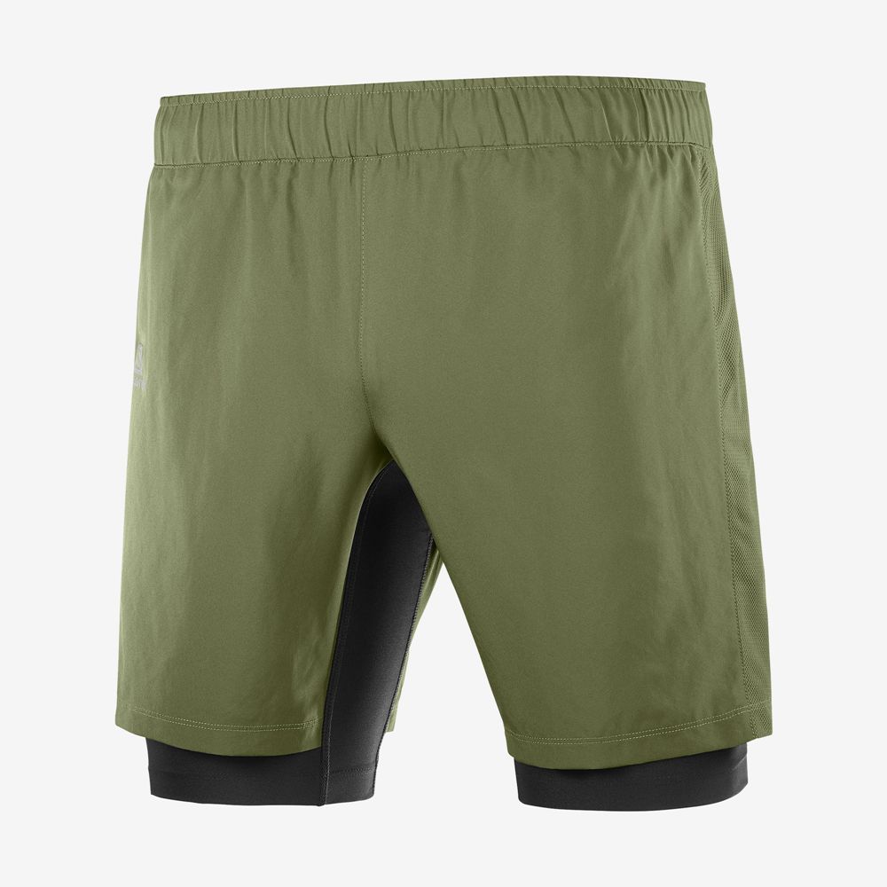 Olive Men's Salomon XA TWINSKIN Shorts | 235-PEADIC