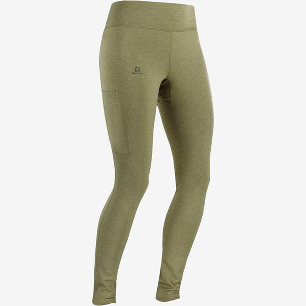 Olive Women's Salomon OUTLINE TIGHTS Tights | 250-WHTZCJ