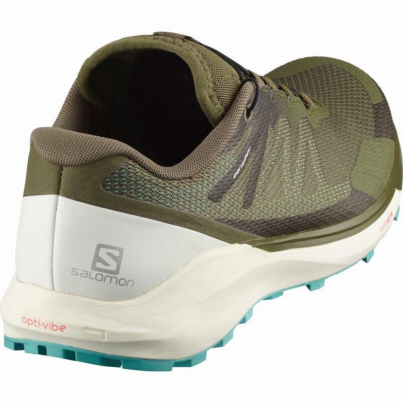 Olive Women's Salomon SENSE RIDE 3 W Trail Running Shoes | 038-AVSHDX