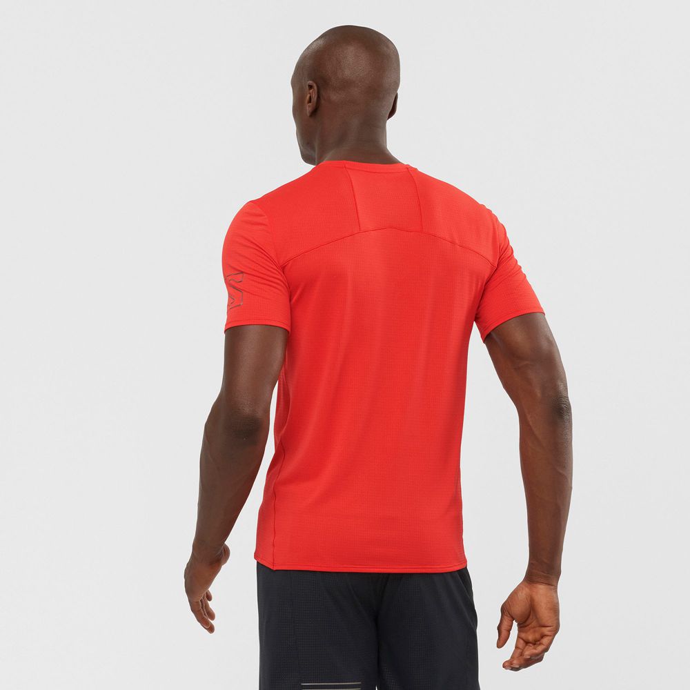 Orange Men's Salomon XA TRAIL Short Sleeve T Shirts | 826-EADYRZ