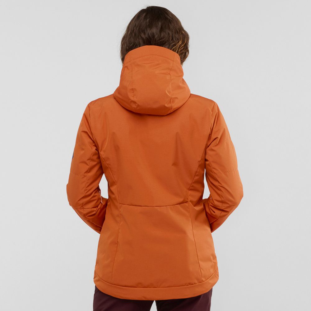 Orange Women's Salomon SNOW REBEL Ski Jackets | 518-OGUPDC