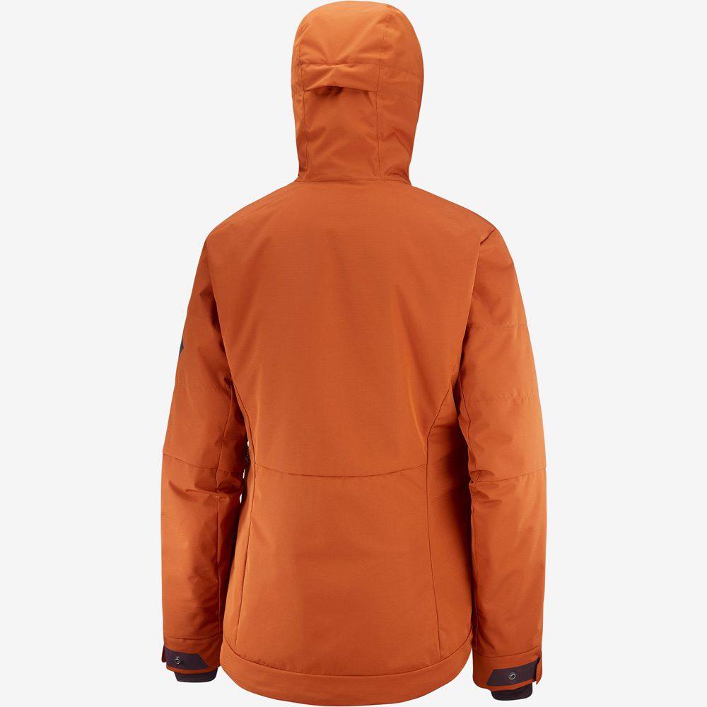 Orange Women's Salomon SNOW REBEL Ski Jackets | 518-OGUPDC