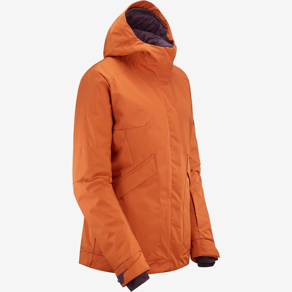 Orange Women's Salomon SNOW REBEL Ski Jackets | 518-OGUPDC