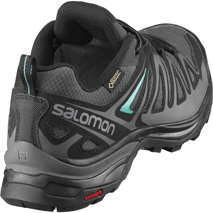 Silver / Black Women's Salomon X ULTRA 3 PRIME GTX W Hiking Shoes | 987-JVACZS