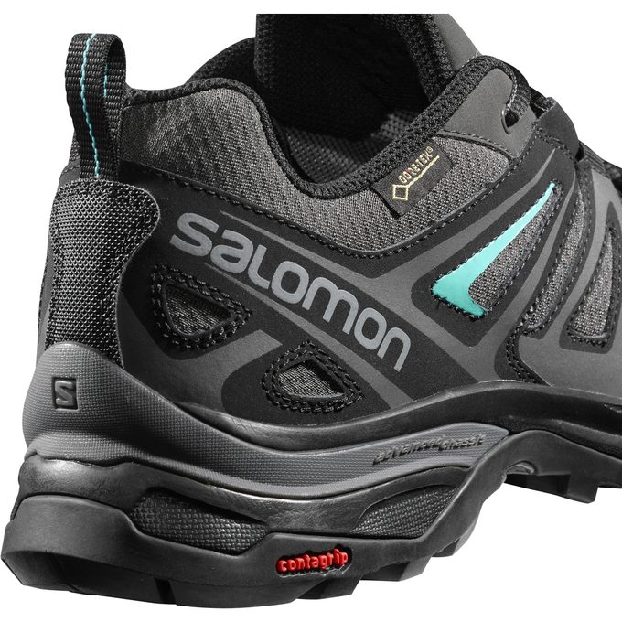 Silver / Black Women's Salomon X ULTRA 3 PRIME GTX W Hiking Shoes | 987-JVACZS