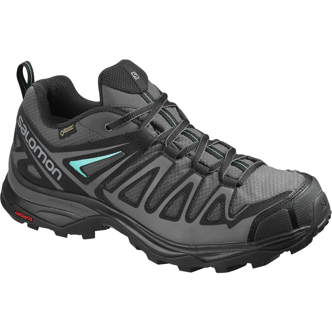 Silver / Black Women\'s Salomon X ULTRA 3 PRIME GTX W Hiking Shoes | 987-JVACZS