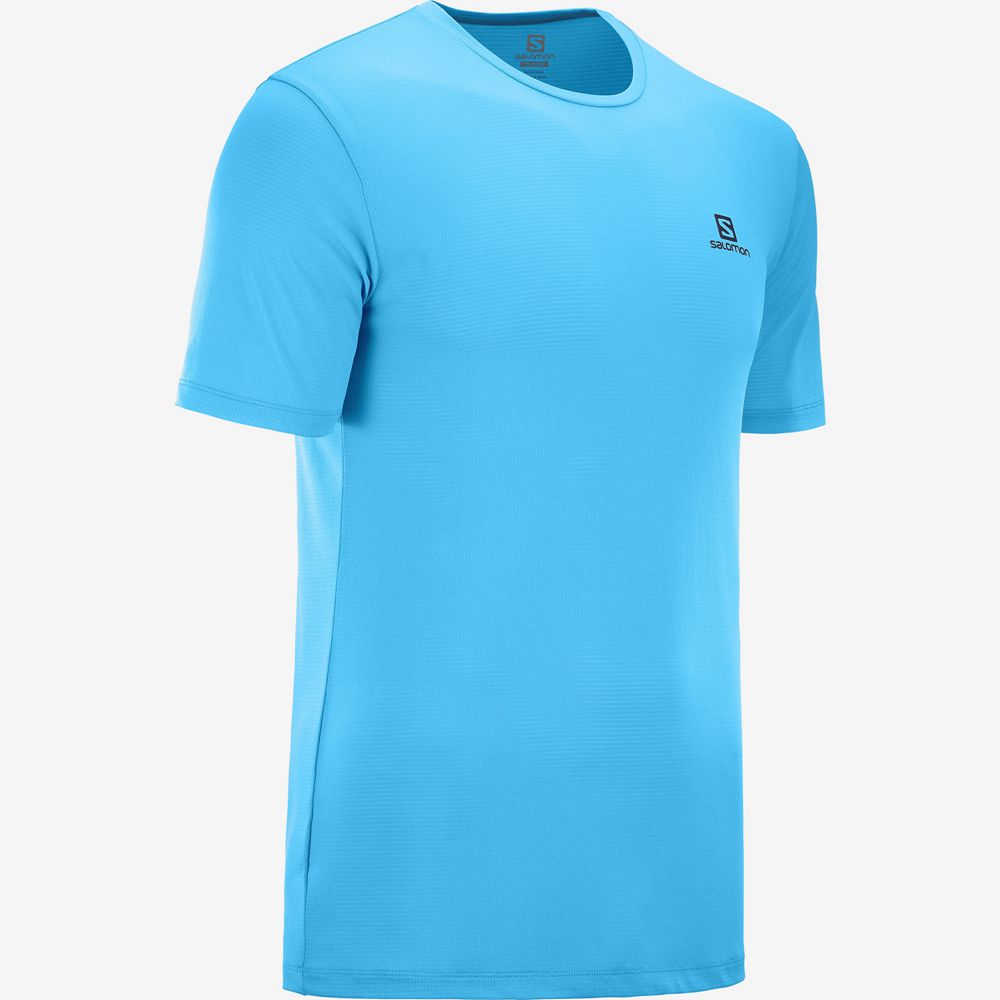 Turquoise Men's Salomon AGILE TRAINING Tops | 705-MFCOZE