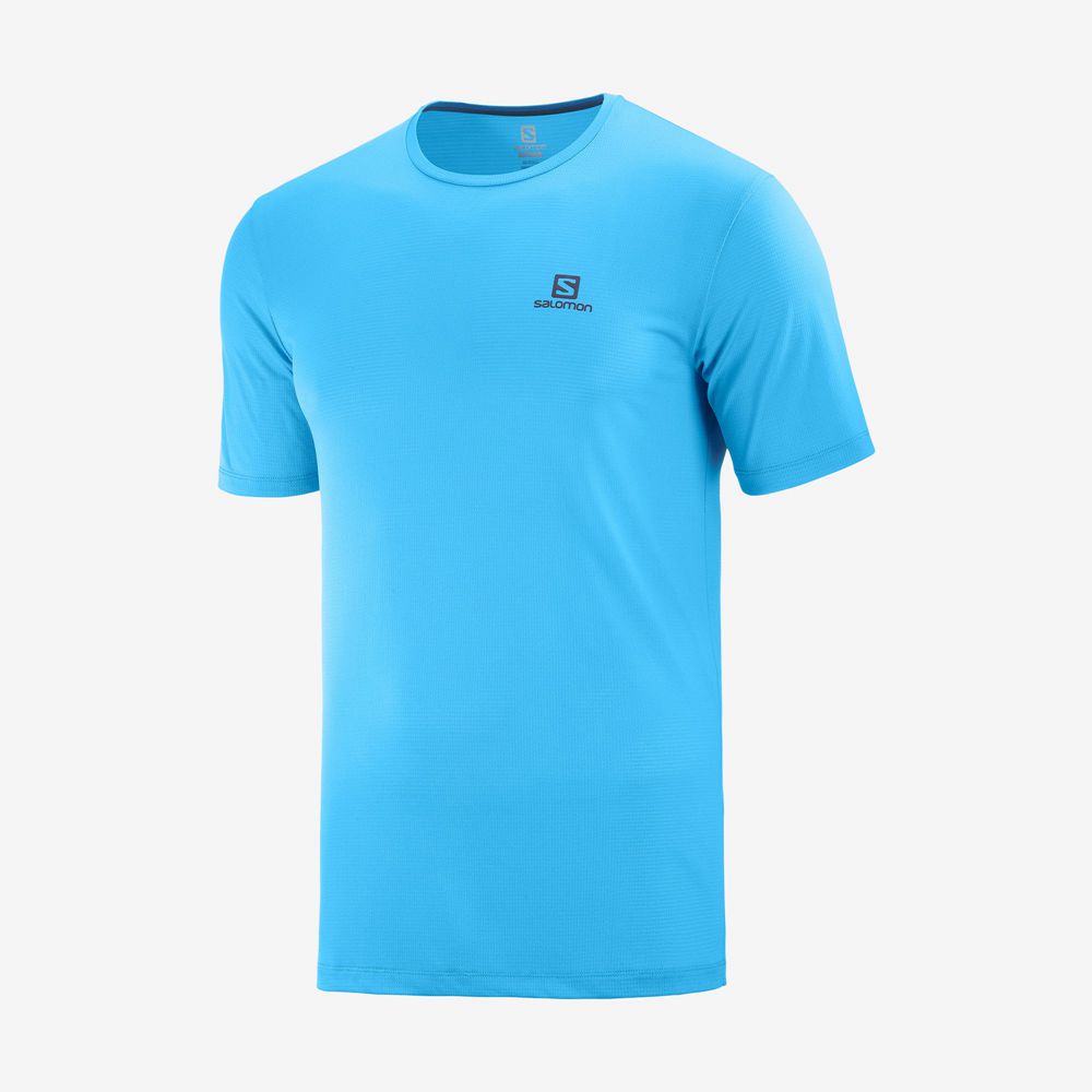 Turquoise Men's Salomon AGILE TRAINING Tops | 705-MFCOZE