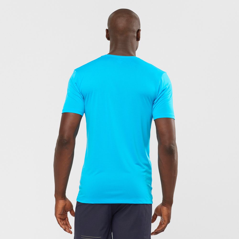 Turquoise Men's Salomon AGILE TRAINING Tops | 705-MFCOZE