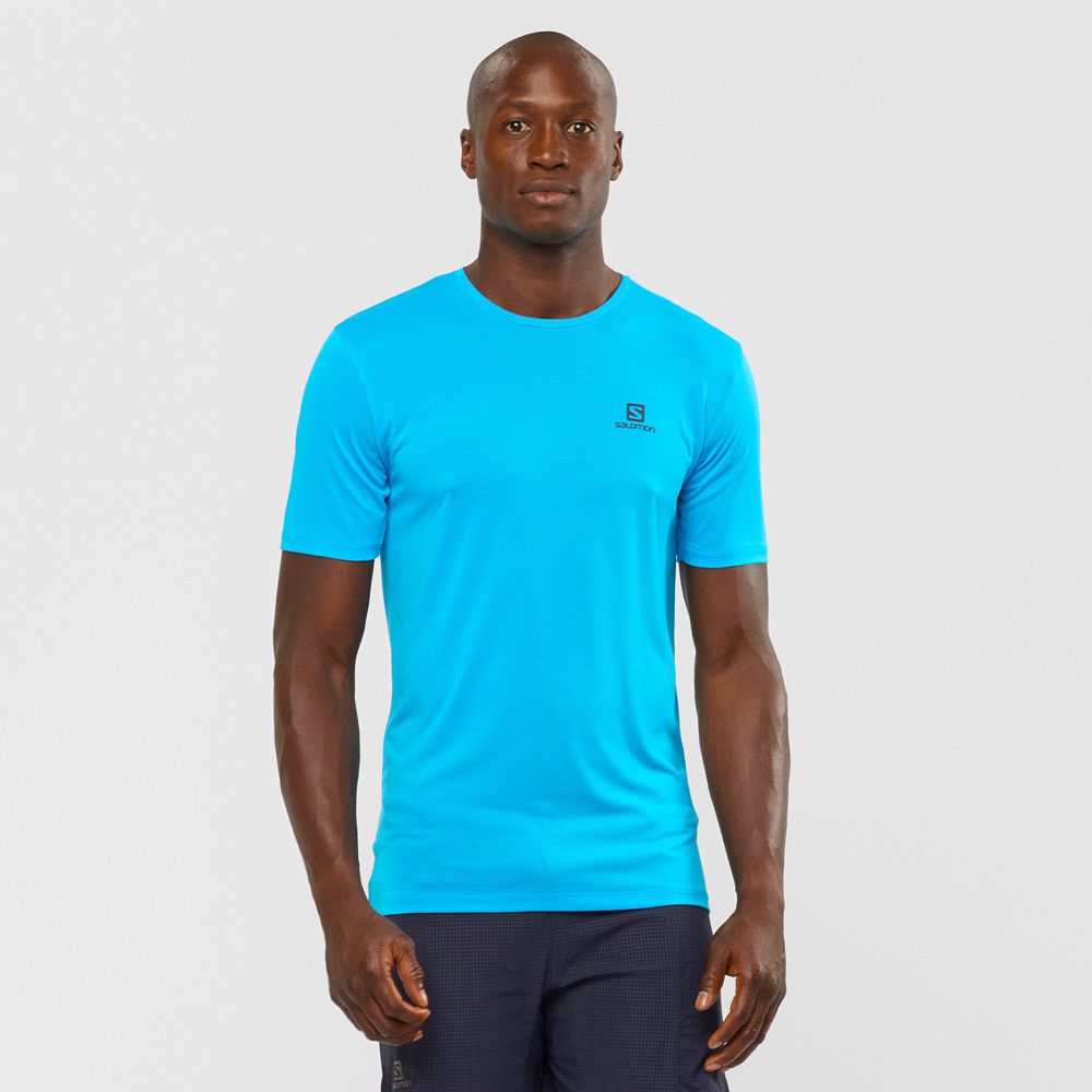 Turquoise Men\'s Salomon AGILE TRAINING Tops | 705-MFCOZE