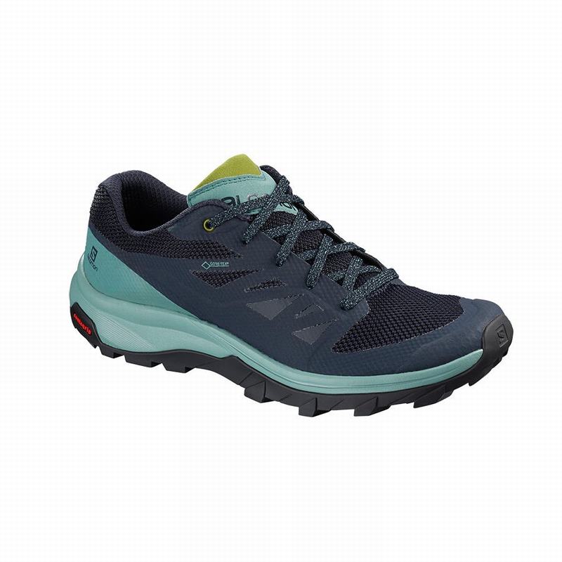 Turquoise / Navy Women\'s Salomon OUTLINE GORE-TEX Hiking Shoes | 198-LUWQTI