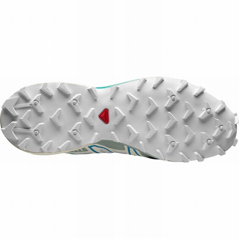 White / Light Turquoise Men's Salomon SPEEDCROSS 3 Trail Running Shoes | 209-SVHBTI