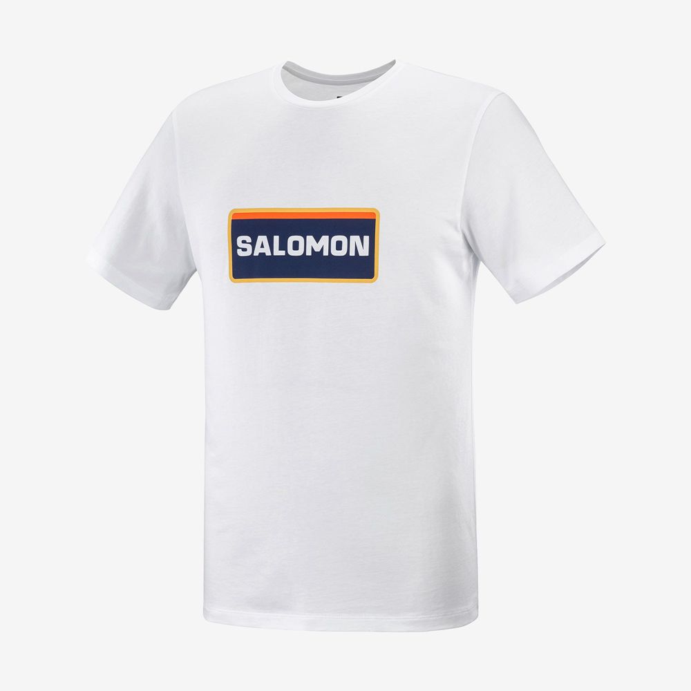 White Men's Salomon OUTLIFE GRAPHIC HERITAGE SS M Short Sleeve T Shirts | 942-HVAKJI