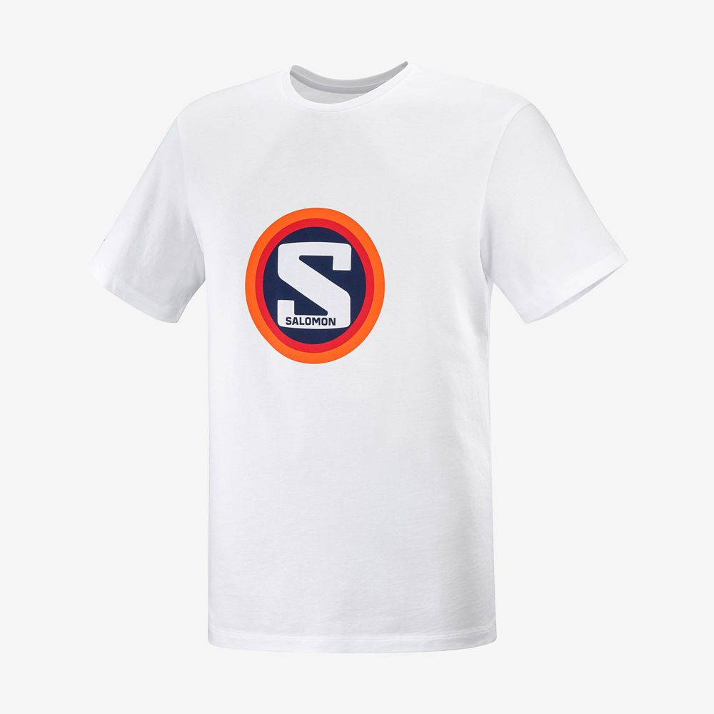 White Men's Salomon OUTLIFE GRAPHIC HERITAGE SS M Short Sleeve T Shirts | 942-HVAKJI