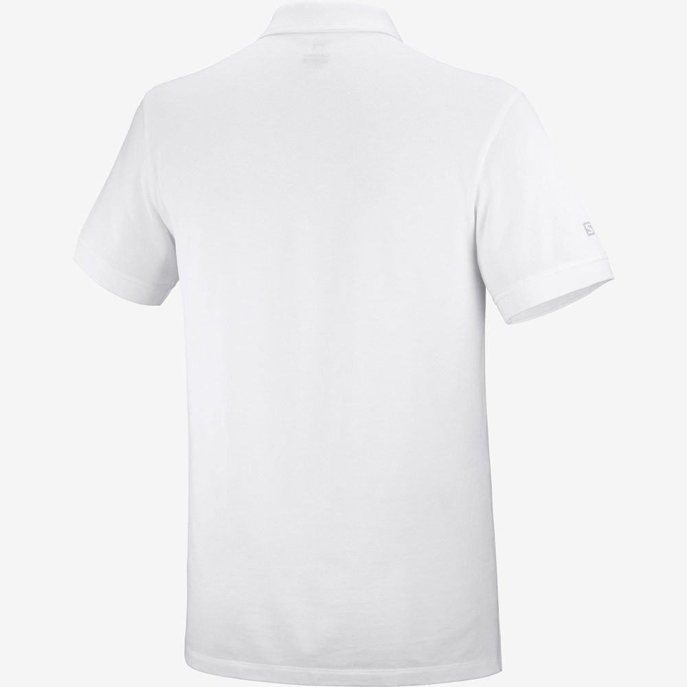 White Men's Salomon OUTLIFE SS POLO M Short Sleeve T Shirts | 173-NGIBEZ