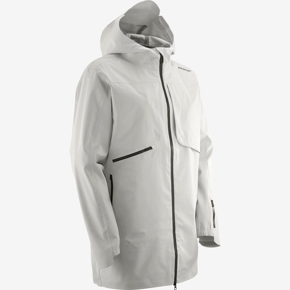 White Men's Salomon OUTLIFE WP COMMUTER PARKA M Waterproof Jackets | 592-HXSJNE