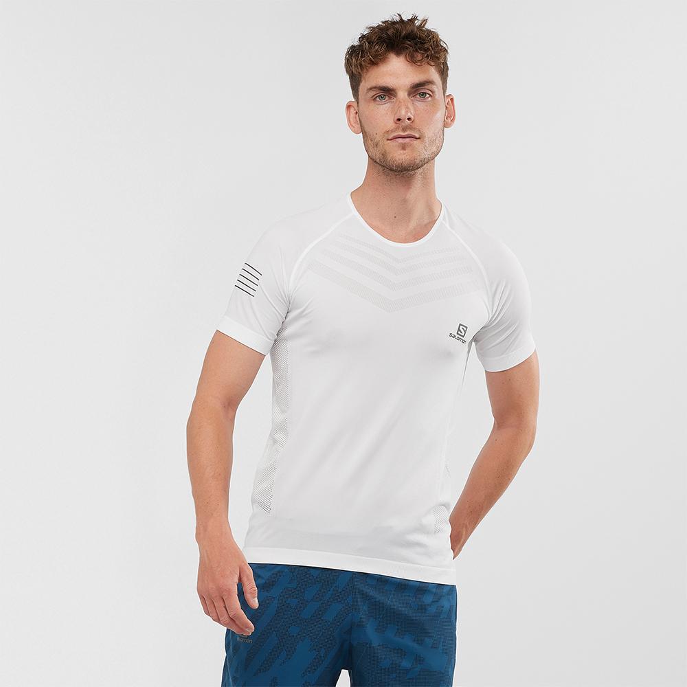 White Men's Salomon SENSE PRO M T Shirts | 286-LAVKYG