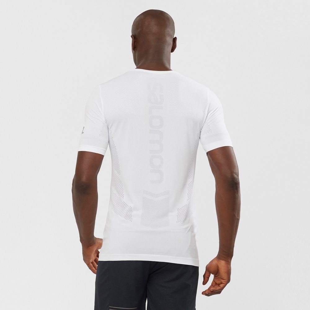 White Men's Salomon SENSE SEAMLESS M Short Sleeve T Shirts | 879-JQEHBZ