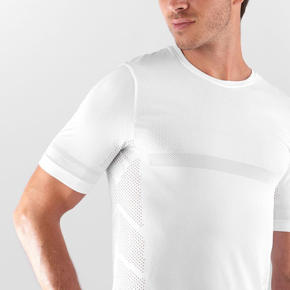 White Men's Salomon SENSE SEAMLESS M Short Sleeve T Shirts | 879-JQEHBZ