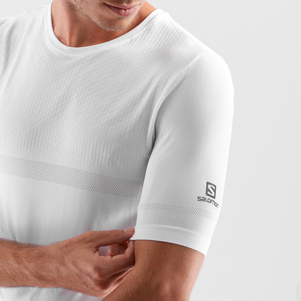 White Men's Salomon SENSE SEAMLESS M Short Sleeve T Shirts | 879-JQEHBZ