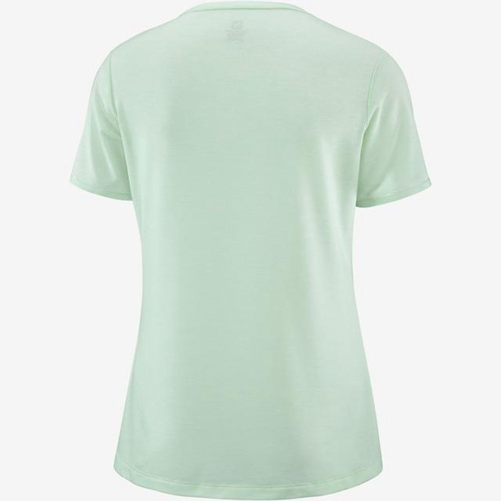 White Women's Salomon ESSENTIAL SLEEVE T Shirts | 438-JOWUPT