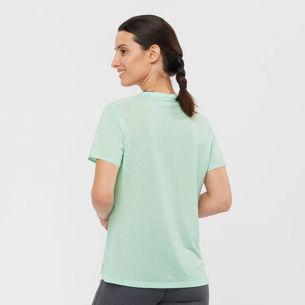 White Women's Salomon ESSENTIAL SLEEVE T Shirts | 438-JOWUPT