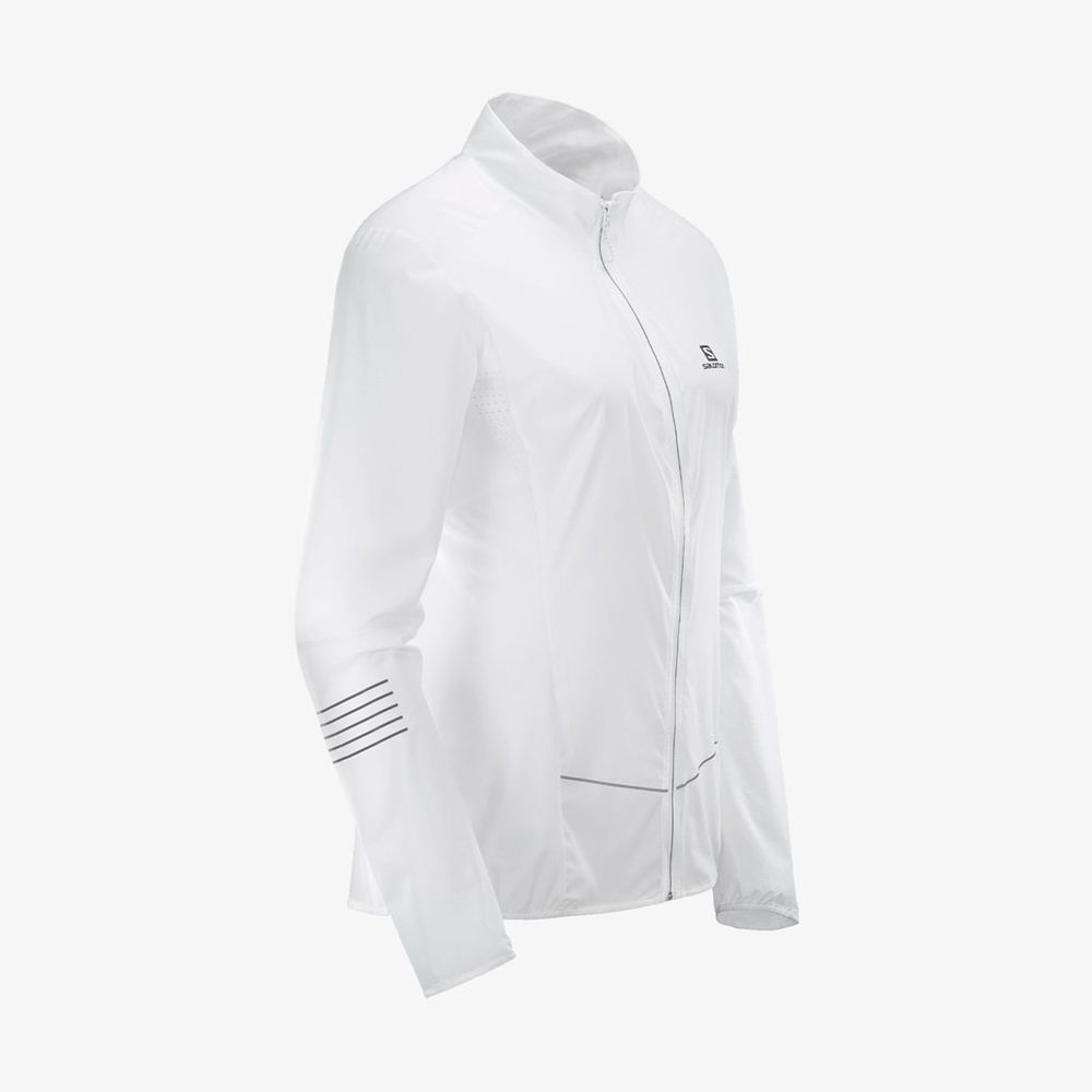 White Women's Salomon SENSE Jackets | 295-RXMGVL