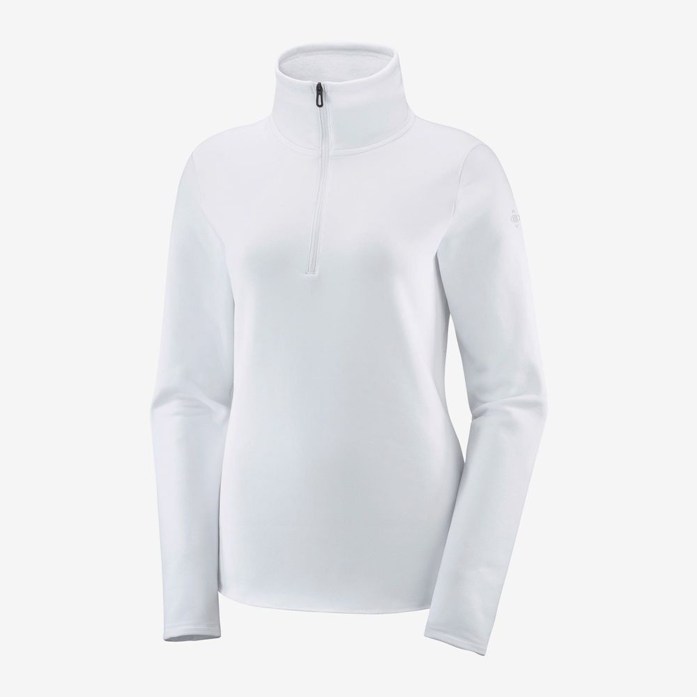 White Women's Salomon WARM AMBITION HALF ZIP W Half Zip Jacket Midlayers | 136-SFCUQK