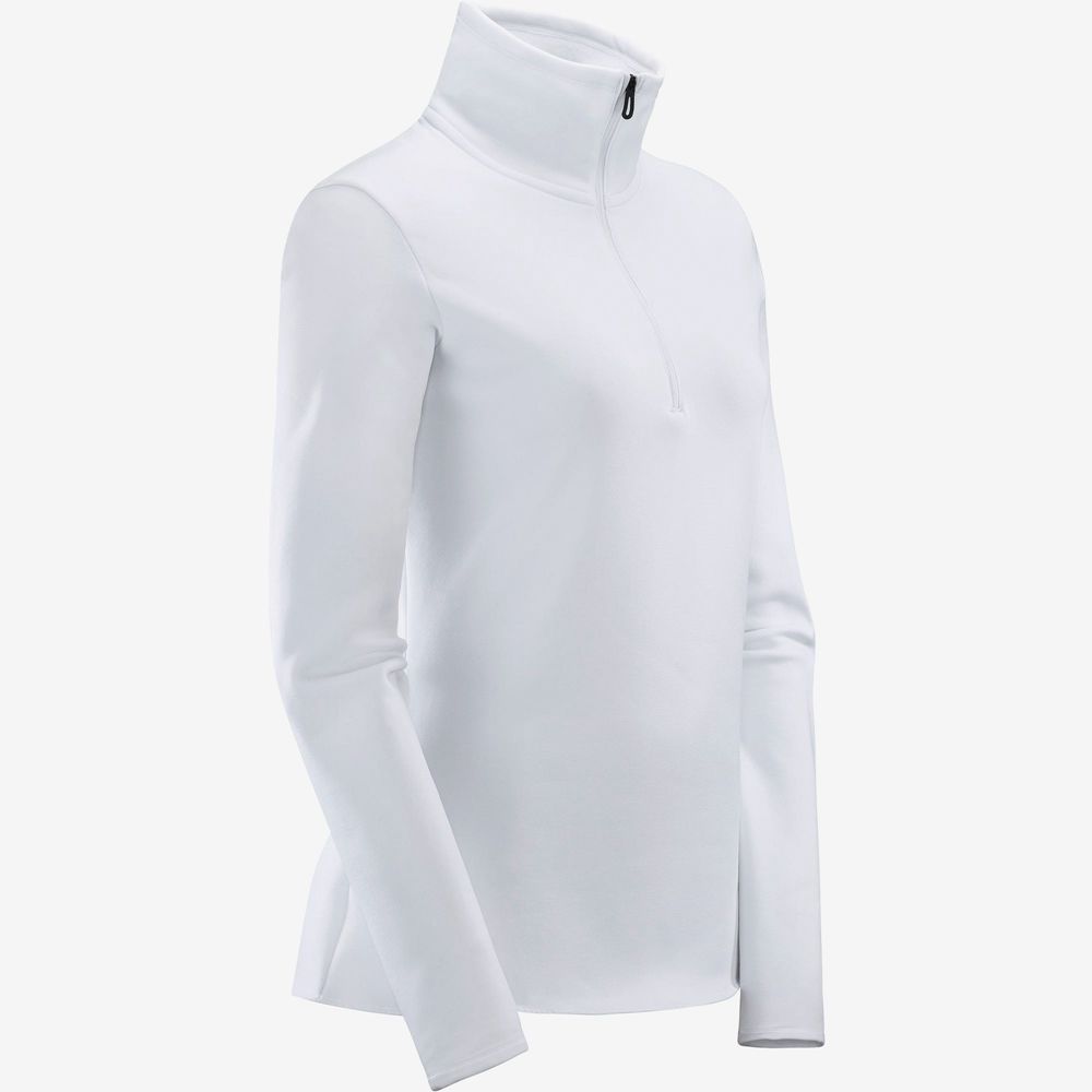 White Women's Salomon WARM AMBITION HALF ZIP W Half Zip Jacket Midlayers | 136-SFCUQK