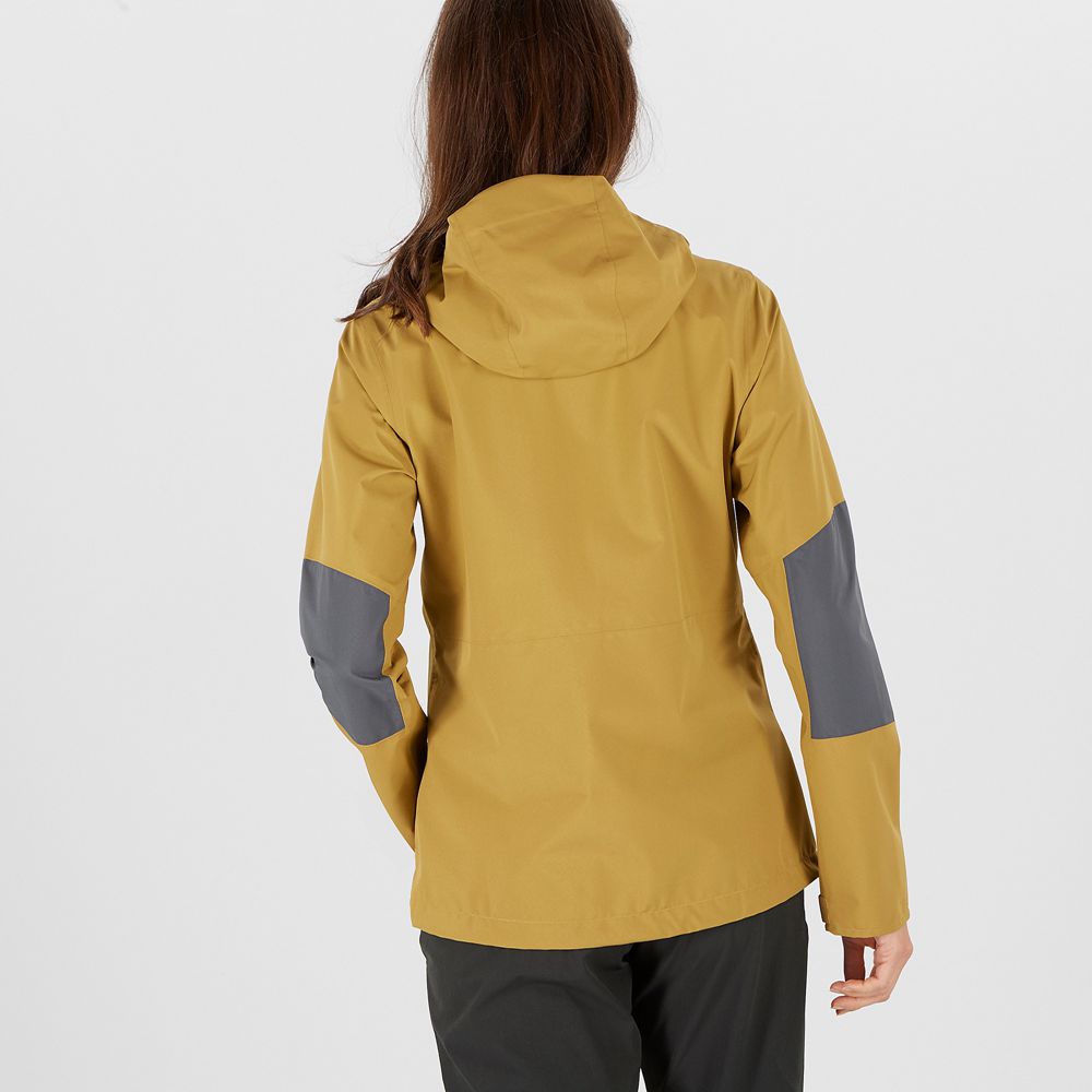 Yellow Women's Salomon OUTRACK WATERPROOF 2.5L Jackets | 492-QDWFJA