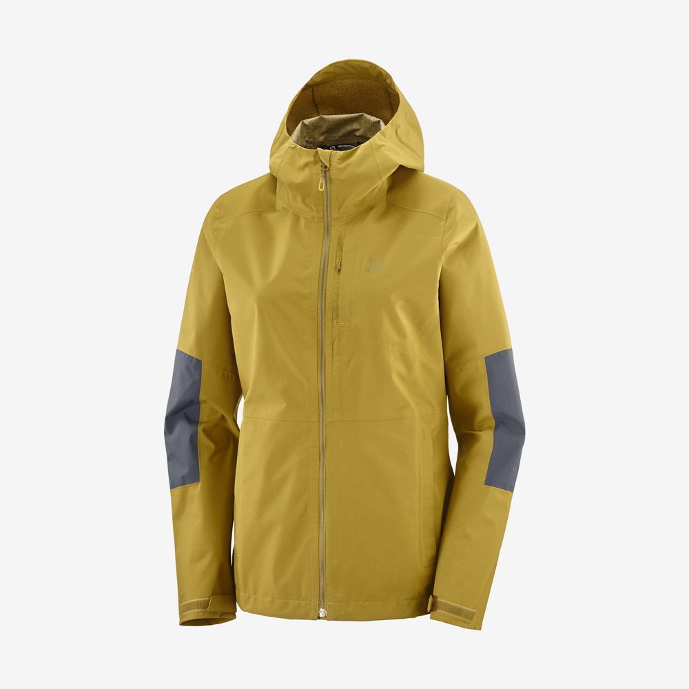 Yellow Women's Salomon OUTRACK WATERPROOF 2.5L Jackets | 492-QDWFJA