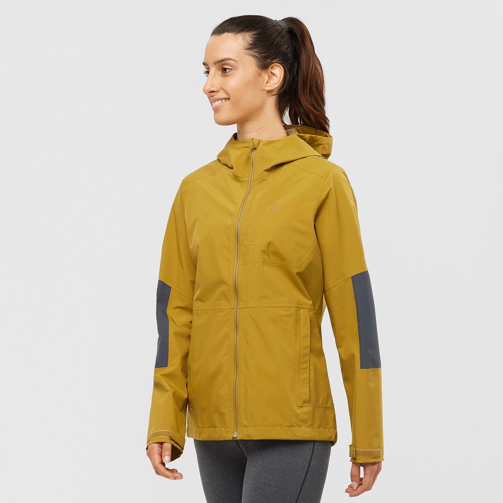 Yellow Women\'s Salomon OUTRACK WATERPROOF 2.5L Jackets | 492-QDWFJA