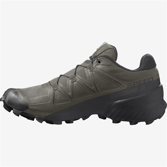 Armygreen Men's Salomon SPEEDCROSS 5 WIDE Trail Running Shoes | 847-MSHVYE