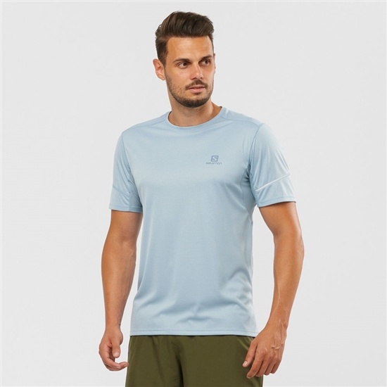 Ashley Blue Men's Salomon AGILE Tops | 309-YRDKOW