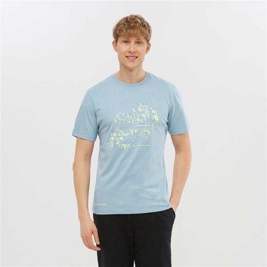 Ashley Blue Men's Salomon OUTLIFE GRAPHIC SALOMONOTONE SS M Short Sleeve T Shirts | 197-DJZCLT