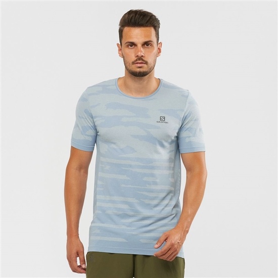 Ashley Blue Men's Salomon XA CAMO TEE Short Sleeve T Shirts | 875-MRJGVS