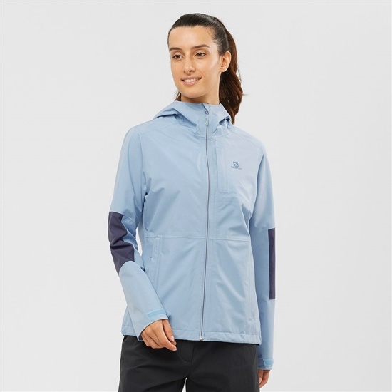 Ashley Blue Women's Salomon OUTRACK WATERPROOF 2.5L Jackets | 053-UYSCKI