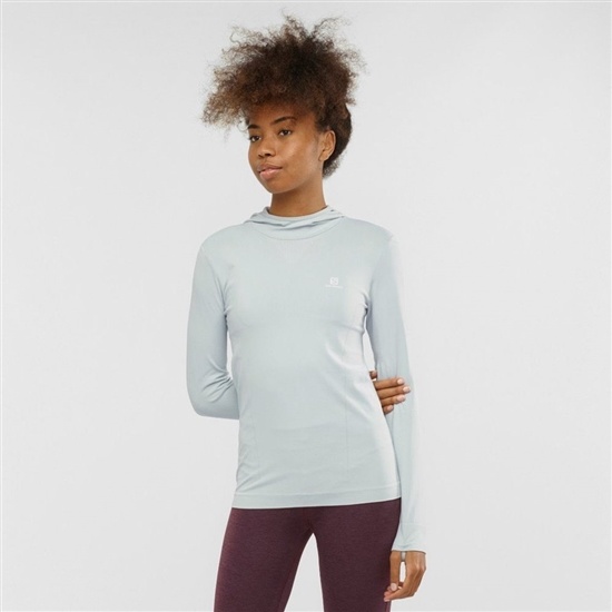 Azure Women's Salomon COMET SEAMLESS HOODIE Midlayers | 184-OWHDBI