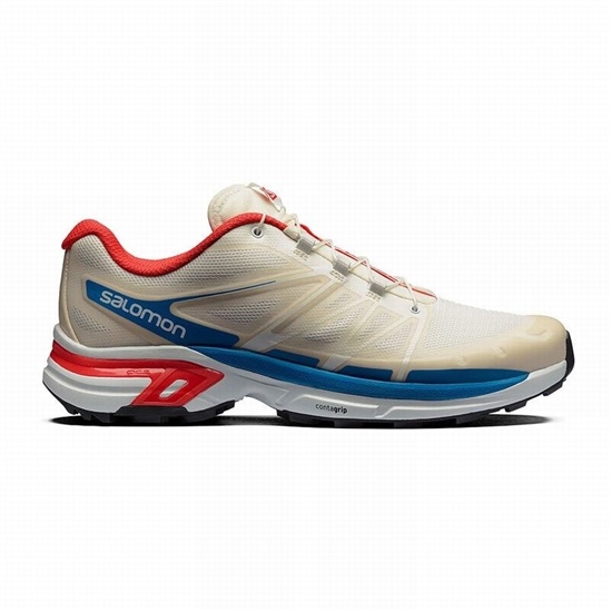 Beige / Red Men's Salomon XT-WINGS 2 Trail Running Shoes | 307-HAWULQ