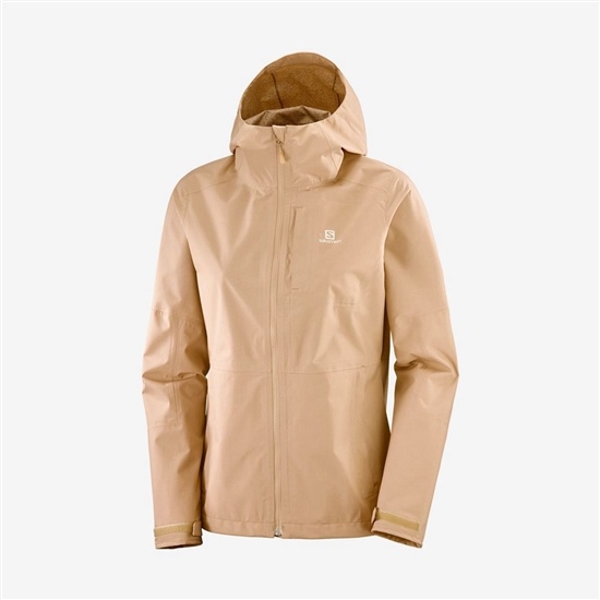 Beige Women's Salomon OUTRACK WATERPROOF 2.5L Jackets | 375-EMVPRF