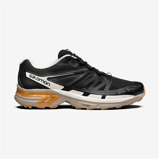 Black / Gold Men's Salomon XT-WINGS 2 Sneakers | 756-RTXWBK