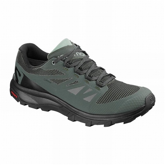 Black / Green Men's Salomon OUTLINE GORE-TEX Hiking Shoes | 342-JFSATB