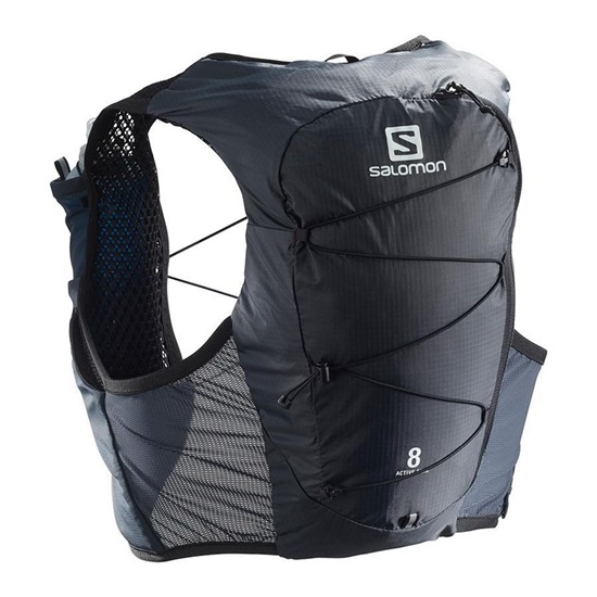 Black Men's Salomon ACTIVE SKIN 8 SET HYDRATION PACK Packs | 384-JWNZVO