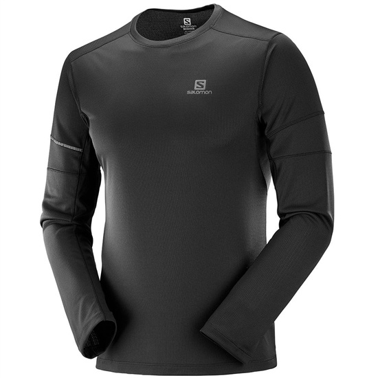 Black Men's Salomon AGILE LS M T Shirts | 637-SNJVLK