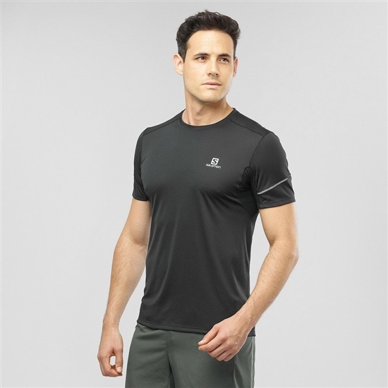 Black Men's Salomon AGILE Tops | 071-WGHRIY