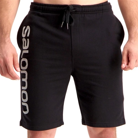 Black Men's Salomon ECHO FLEECE M Shorts | 813-NZVRLK