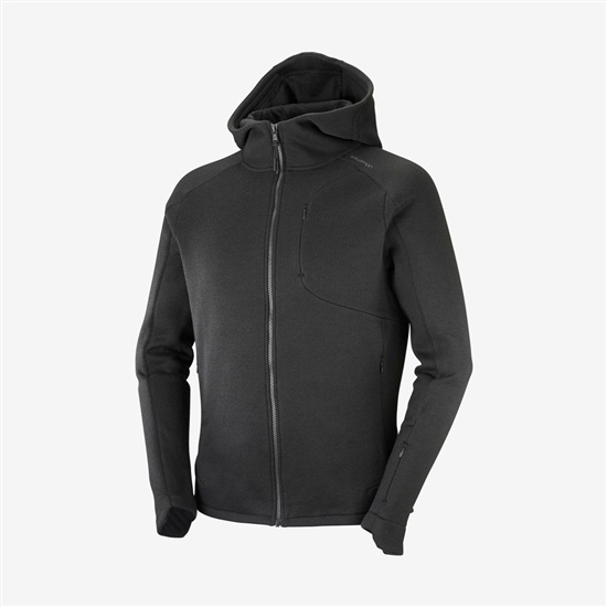 Black Men's Salomon OUTLIFE TECH LS FZ MID HOODIE M Midlayers | 548-CGMDAH